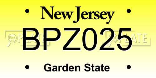 BPZ025 New Jersey License Plate