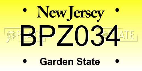 BPZ034 New Jersey License Plate