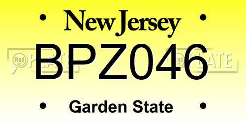 BPZ046 New Jersey License Plate
