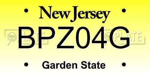 BPZ04G New Jersey License Plate