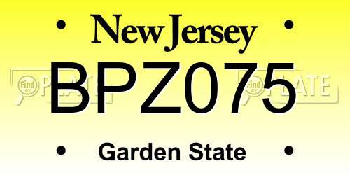BPZ075 New Jersey License Plate