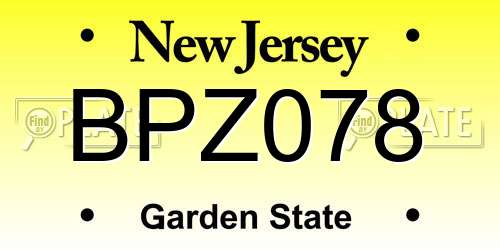 BPZ078 New Jersey License Plate