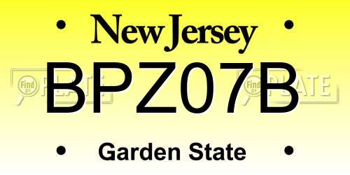 BPZ07B New Jersey License Plate
