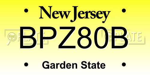 BPZ80B New Jersey License Plate