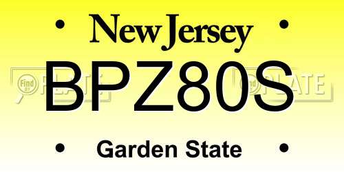 BPZ80S New Jersey License Plate