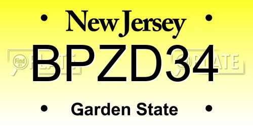 BPZD34 New Jersey License Plate