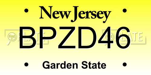 BPZD46 New Jersey License Plate