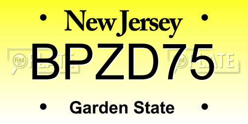 BPZD75 New Jersey License Plate