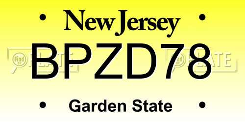 BPZD78 New Jersey License Plate