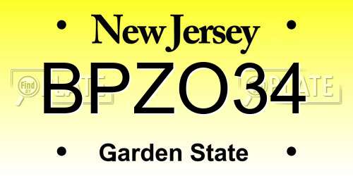 BPZO34 New Jersey License Plate