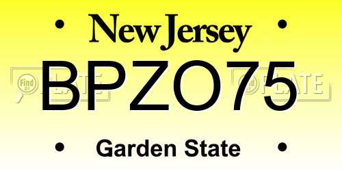 BPZO75 New Jersey License Plate