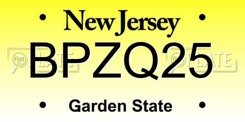 BPZQ25 New Jersey License Plate