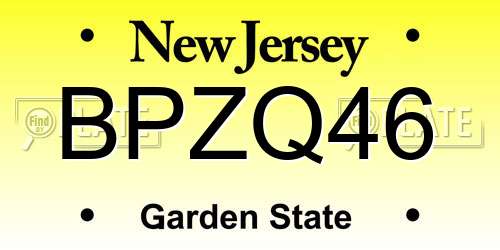 BPZQ46 New Jersey License Plate