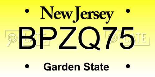 BPZQ75 New Jersey License Plate