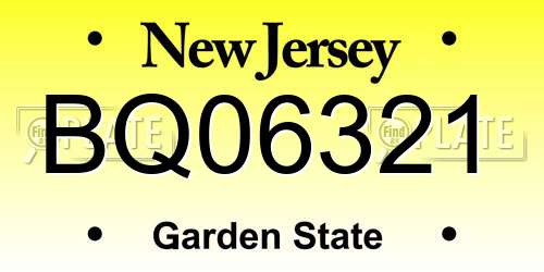 BQ06321 New Jersey License Plate