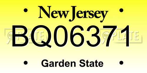 BQ06371 New Jersey License Plate
