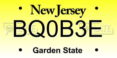 BQ0B3E New Jersey License Plate