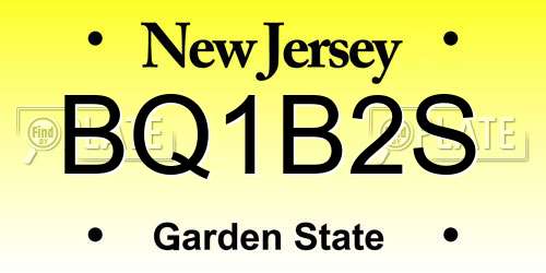 BQ1B2S New Jersey License Plate