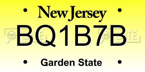BQ1B7B New Jersey License Plate