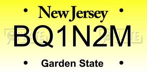 BQ1N2M New Jersey License Plate