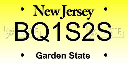 BQ1S2S New Jersey License Plate