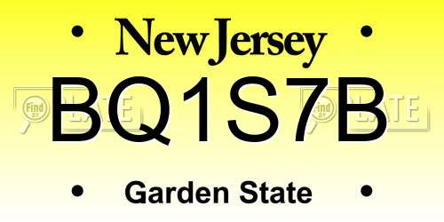 BQ1S7B New Jersey License Plate