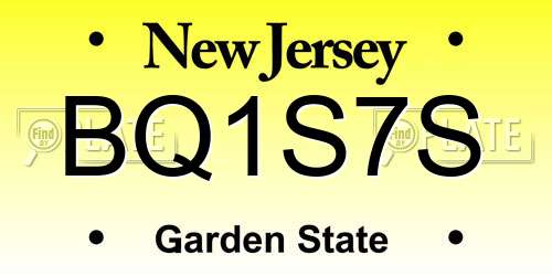 BQ1S7S New Jersey License Plate