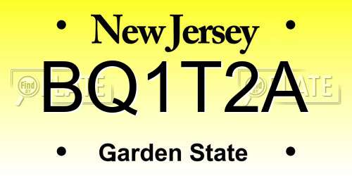 BQ1T2A New Jersey License Plate