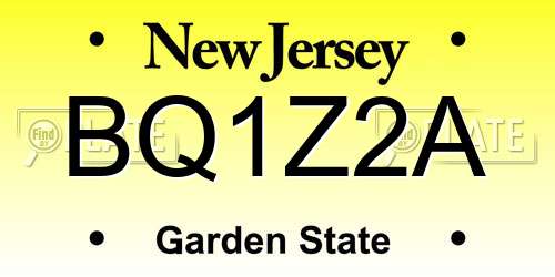 BQ1Z2A New Jersey License Plate