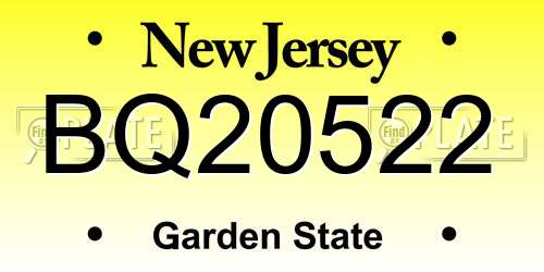BQ20522 New Jersey License Plate