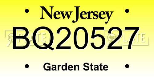 BQ20527 New Jersey License Plate