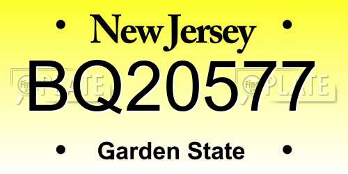 BQ20577 New Jersey License Plate