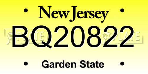 BQ20822 New Jersey License Plate