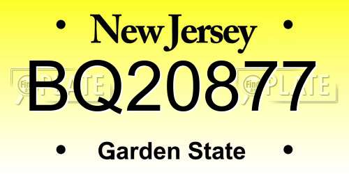 BQ20877 New Jersey License Plate