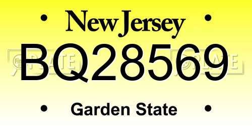BQ28569 New Jersey License Plate