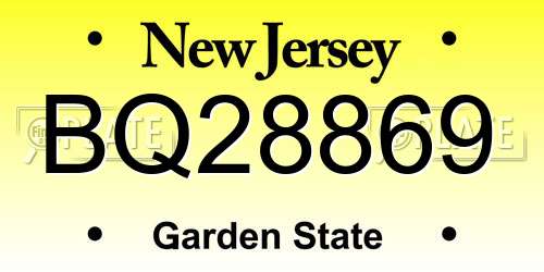 BQ28869 New Jersey License Plate