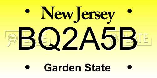 BQ2A5B New Jersey License Plate