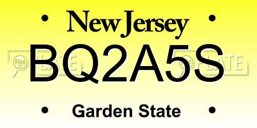 BQ2A5S New Jersey License Plate