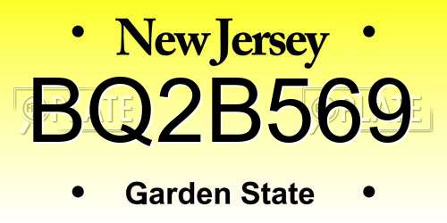 BQ2B569 New Jersey License Plate