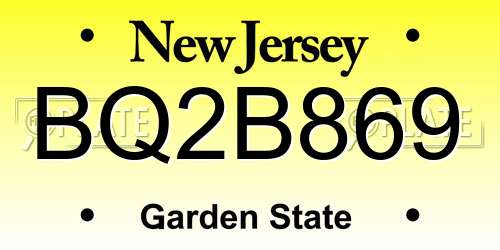 BQ2B869 New Jersey License Plate
