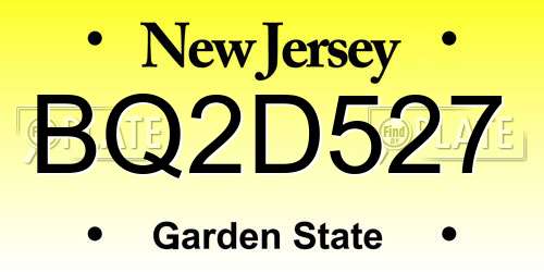 BQ2D527 New Jersey License Plate