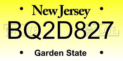 BQ2D827 New Jersey License Plate