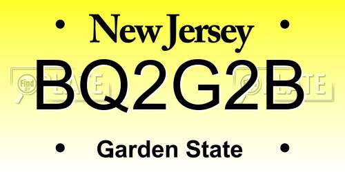 BQ2G2B New Jersey License Plate