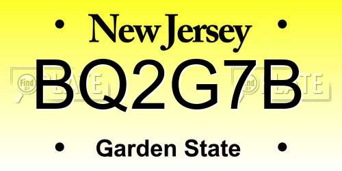 BQ2G7B New Jersey License Plate