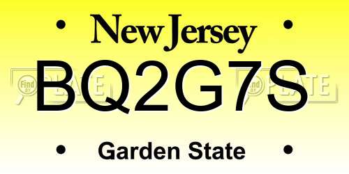 BQ2G7S New Jersey License Plate