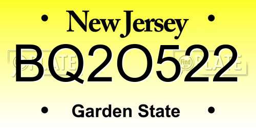 BQ2O522 New Jersey License Plate