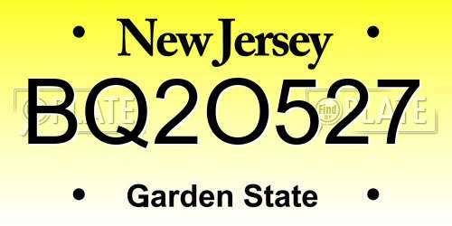 BQ2O527 New Jersey License Plate