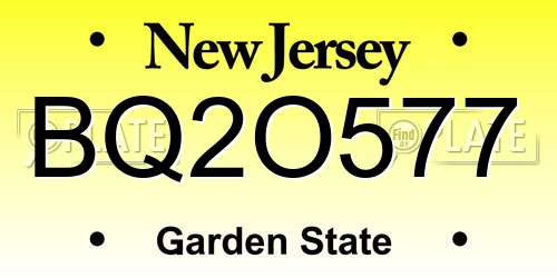 BQ2O577 New Jersey License Plate