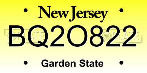 BQ2O822 New Jersey License Plate