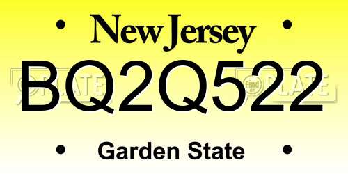 BQ2Q522 New Jersey License Plate